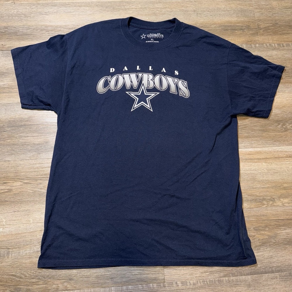 Dallas Cowboys Shirt Mens Extra Large Blue Short Sleeve Star Logo w/ Spell-Out